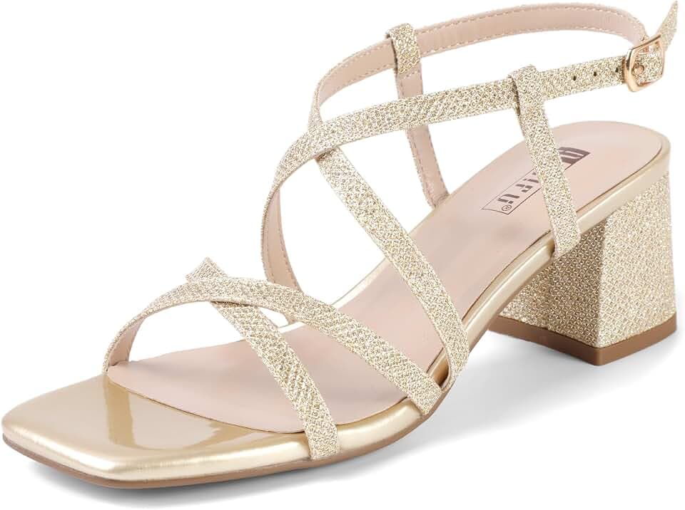 IDIFU Low Block Square Toe 2 inch Heels Sandals