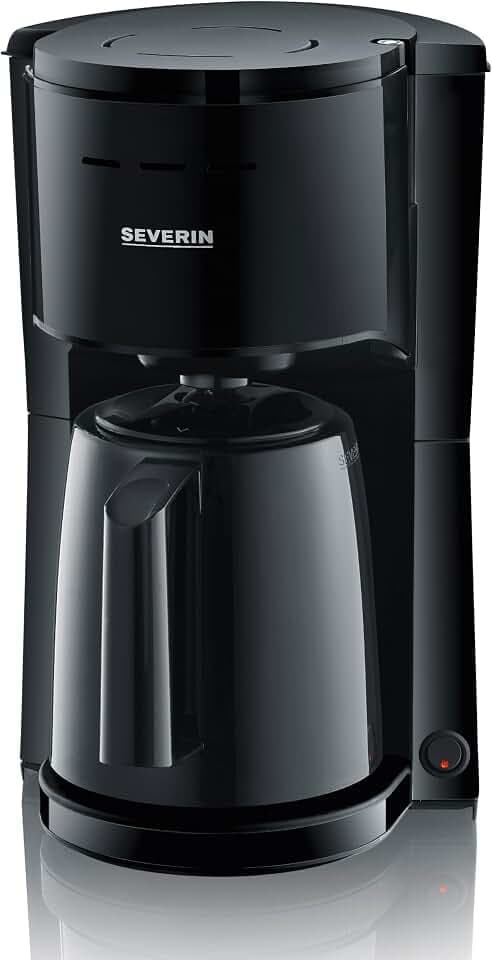 Severin Filterkaffeemaschine mit Thermokanne, Kaffeemaschine für bis zu 8 Tassen, ansprechende Filtermaschine mit Isolierkanne, Single, schwarz, 1 Liter, KA 9306