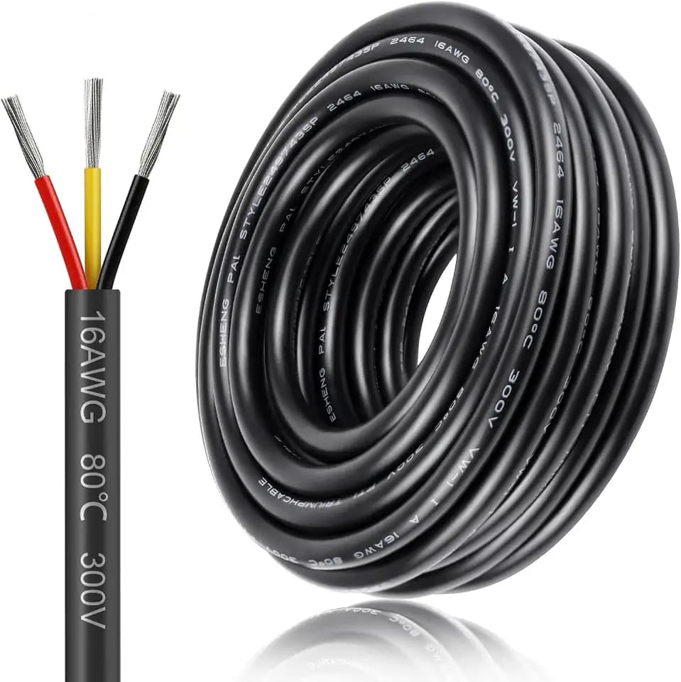 16AWG 3x1,5mm² 10Meter Elektrokabel 3-adrig Kabel, 5V/12V/24V Erdkabel verzinnte Kupferkabel, 300V flexibel und weich Stromkabel hohe Temperaturbeständigkeit Verlängerungskabel 10m