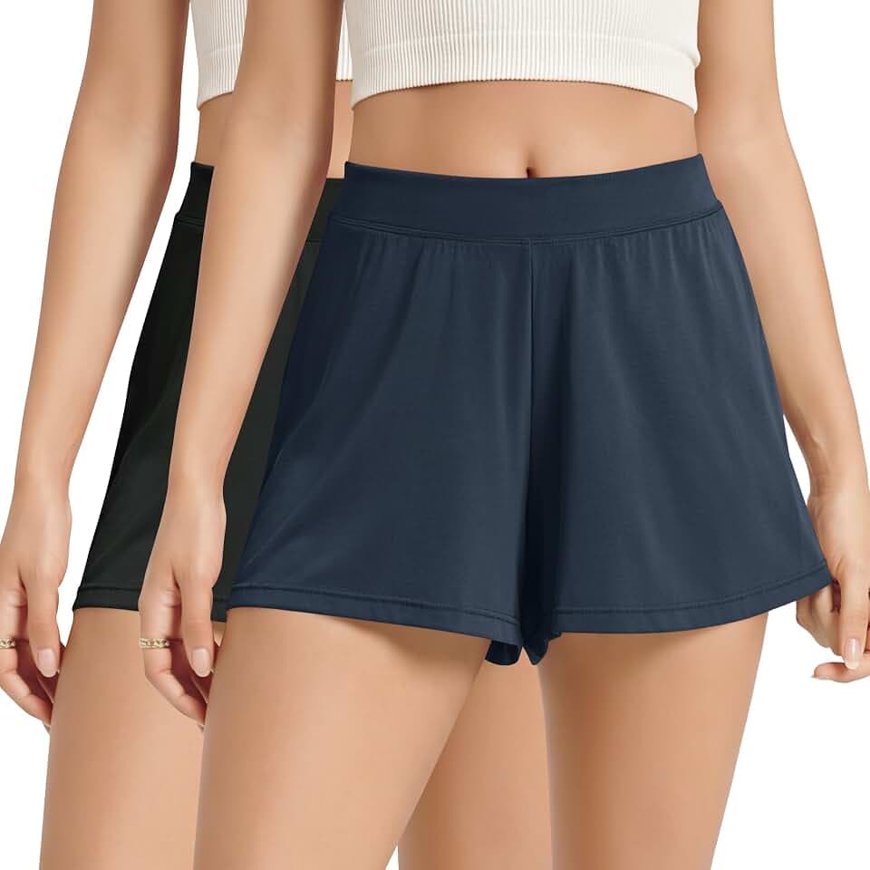 ODODOS 2-Pack Ultra-Soft Modal Lounge Shorts for Women – Lightweight & Breathable Sleepwear, 3" Inseam