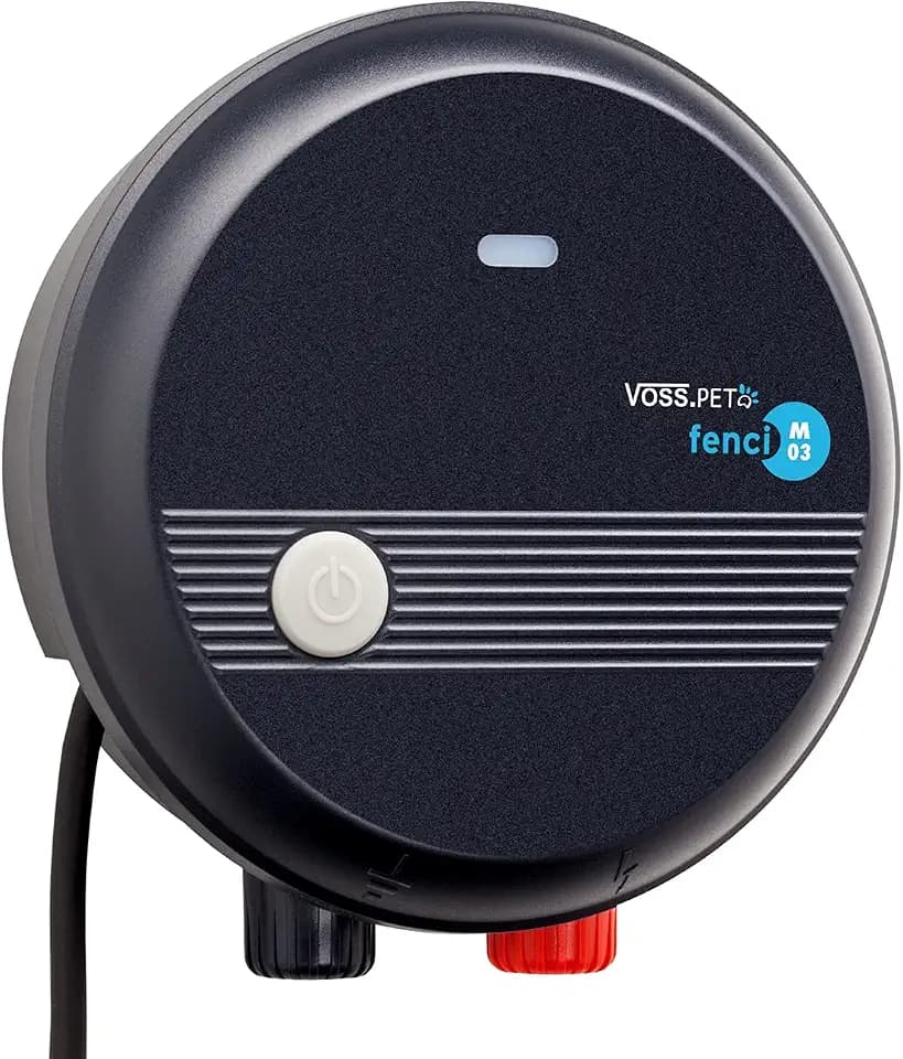 VOSS.PET Elektrozaungerät fenci M03 spezielle 230V Weidezaungerät mit dem SafeShock – Extrem Leise - Ideal für Ihr Haustier Katzennetz Marderabwehr Waschbärenabwehr Taubenabwehr Elektrozaun