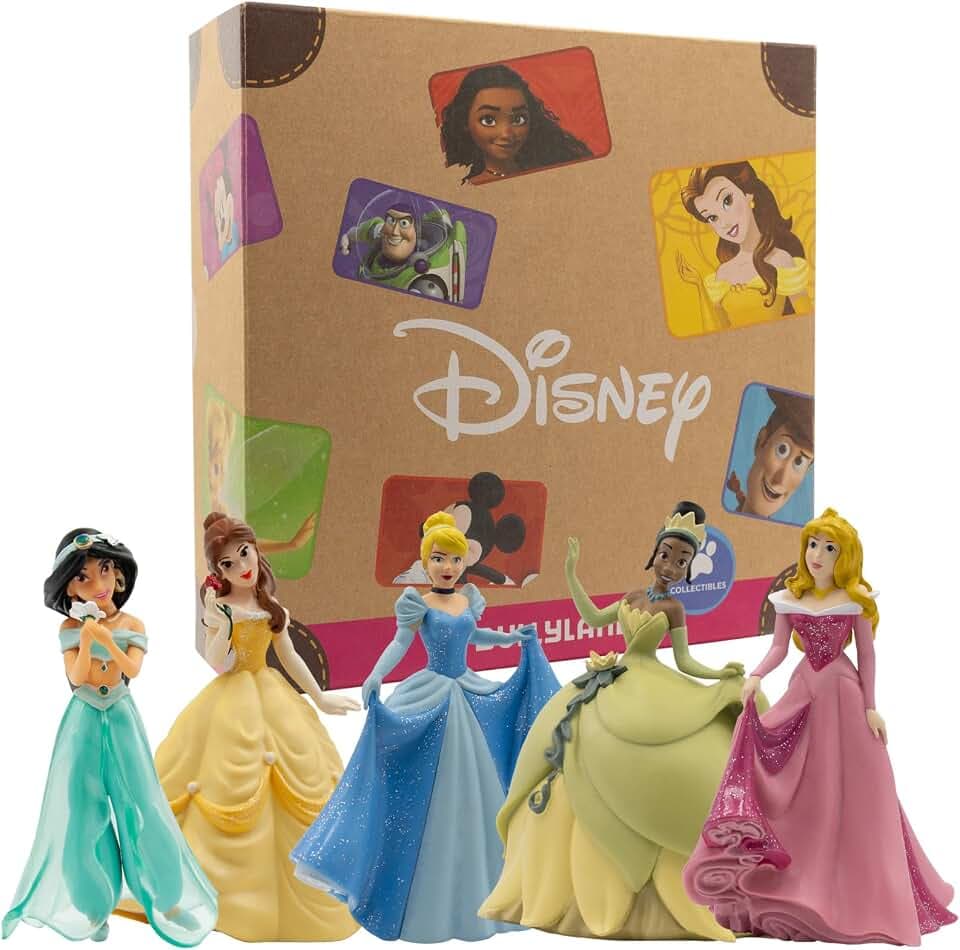 Bullyland 13260 - Spielfiguren Set Walt Disney Princess mit Belle, Jasmin, Aurora, Tiana und Cinderella, detailgetreu, ideal als kleines Geschenk für Kinder ab 3 Jahren