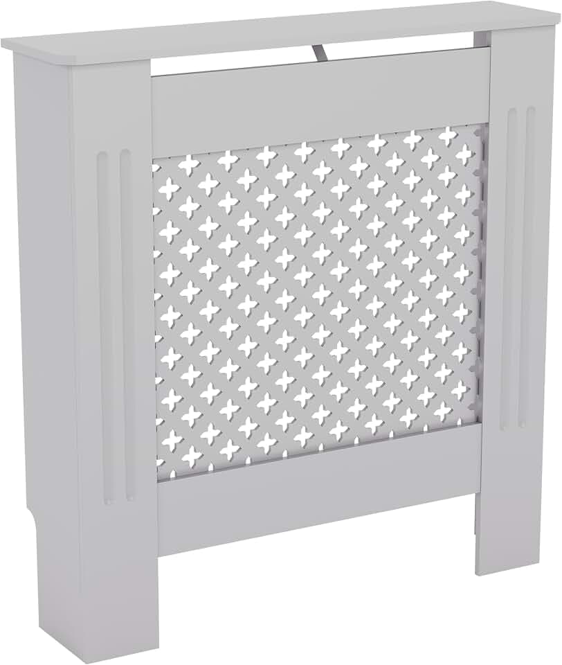 Vida Designs Oxford Heizkörperabdeckung Weiß - Klein - Traditionelles Kreuzmuster-Design für optimale Wärmeverteilung - H82xW78xD19cm - Lackiertes MDF-Möbel Ideal für Wohnzimmer und Flur