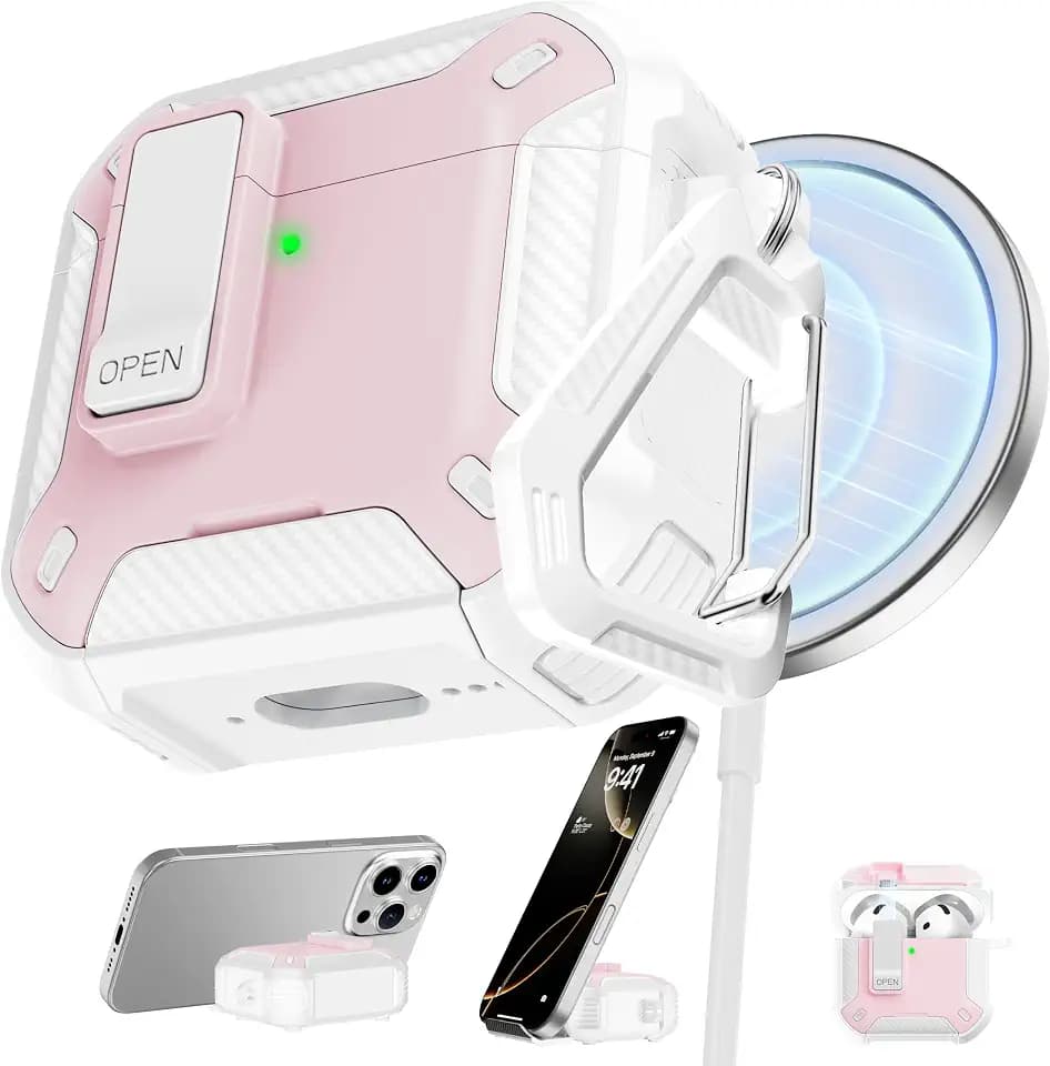 RFUNGUANGO for AirPods 5/4 Case (2026/2024) with Lock, Pink