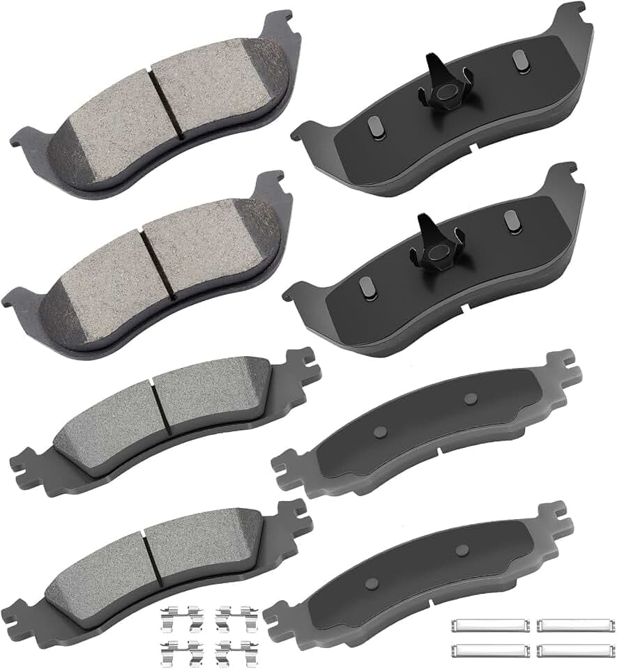 cciyu D881 D1158 Brake Pads w/Hardware Front Rear Disc Brake Pad Set