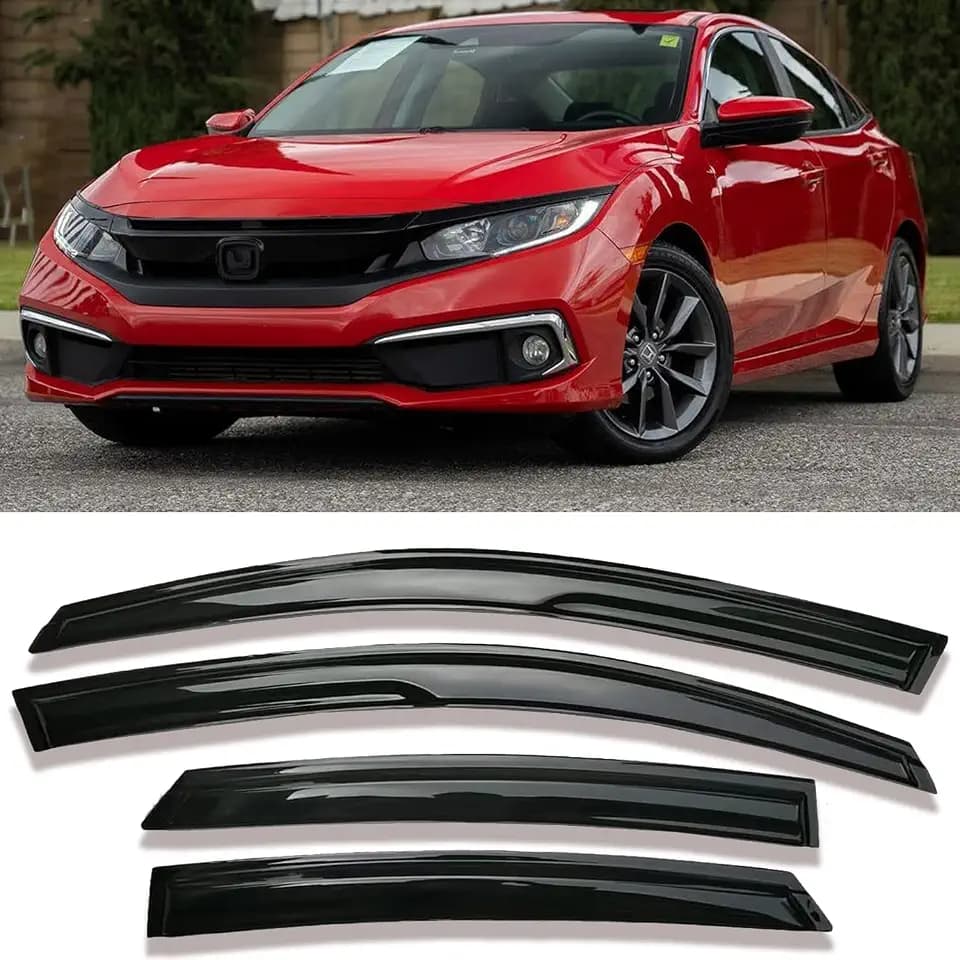 Tape-on Window Visor Rain Guards for 2016-2021 Honda Civic Sedan