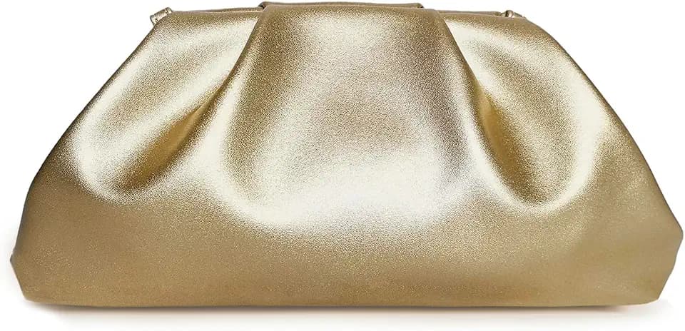 Huralona Women Evening Clutch Purse Dressy Pleated Vegan PU Shoulder Bag
