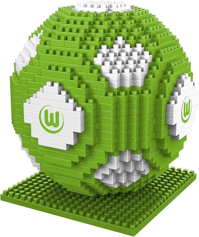 FOCO Offizielles Lizenzprodukt VFL Wolfsburg BRXLZ-Steine 3D-Fußball BAU-Set +12 YO Bricks