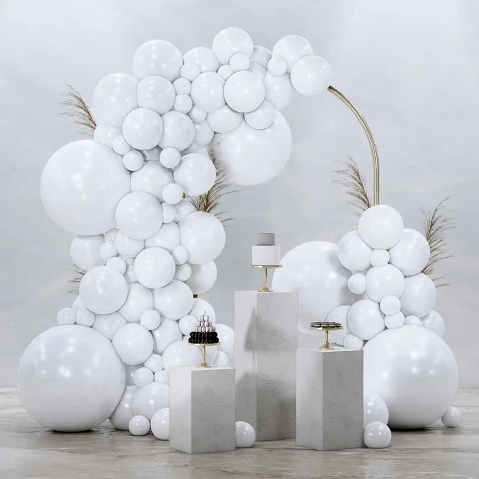 PartyWoo White Balloons 145pcs Matte White Latex Balloons Different Sizes