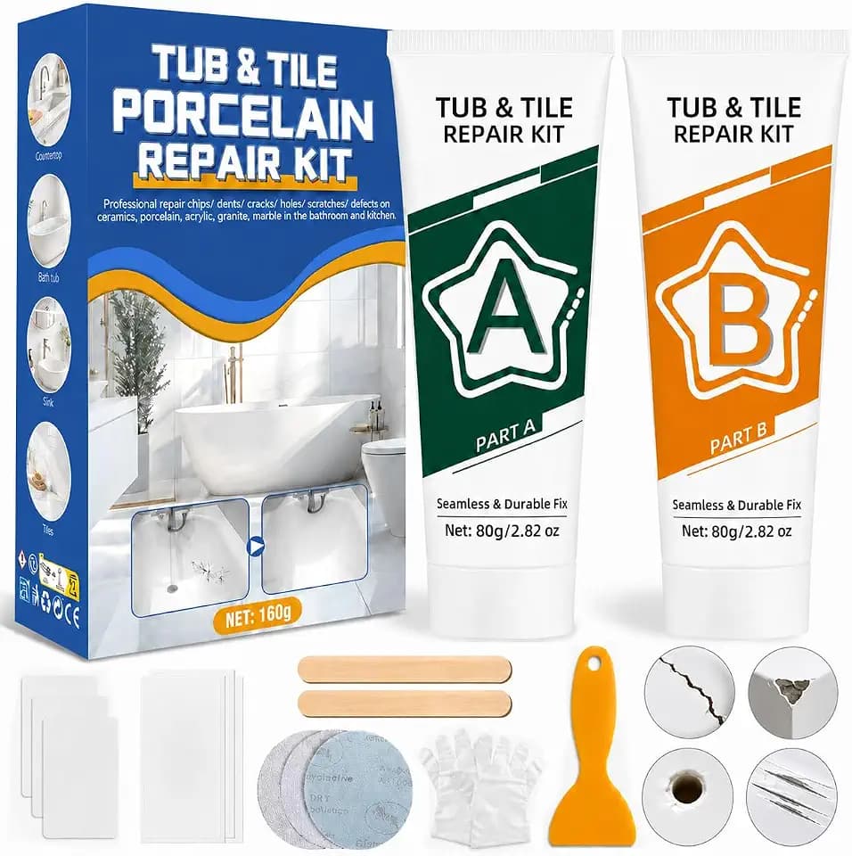 Badewannen Reparaturset Weiß 160g,Für zur Beseitigung von Rissen, Kratzern
