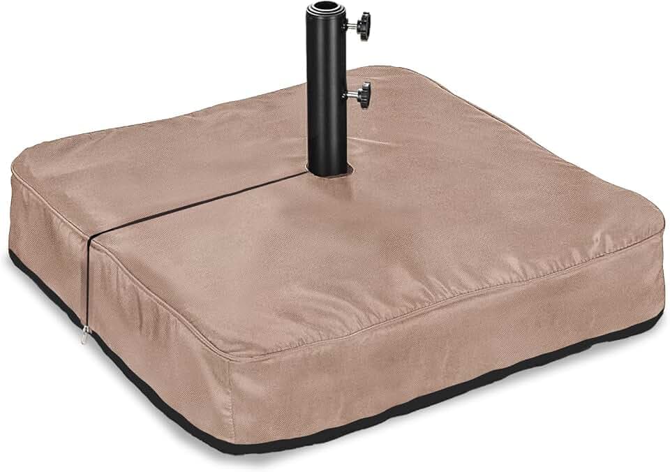 Patio Umbrella Base Cover,Heavy Duty 600D Waterproof Anti-UV Outdoor Square Umbrella Stand Base Covers,Cover Only,Khaki,42"L x 42"W x 5"H