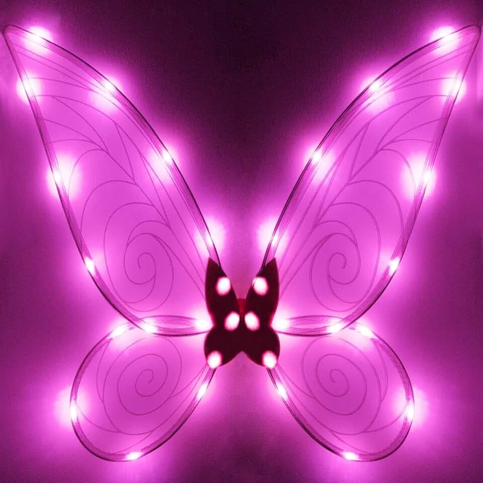 quescu Light up Fairy Wings for Adults,LED Butterfly Wings for Girls Women,Halloween Costume Dress Up,Gifts for Kids