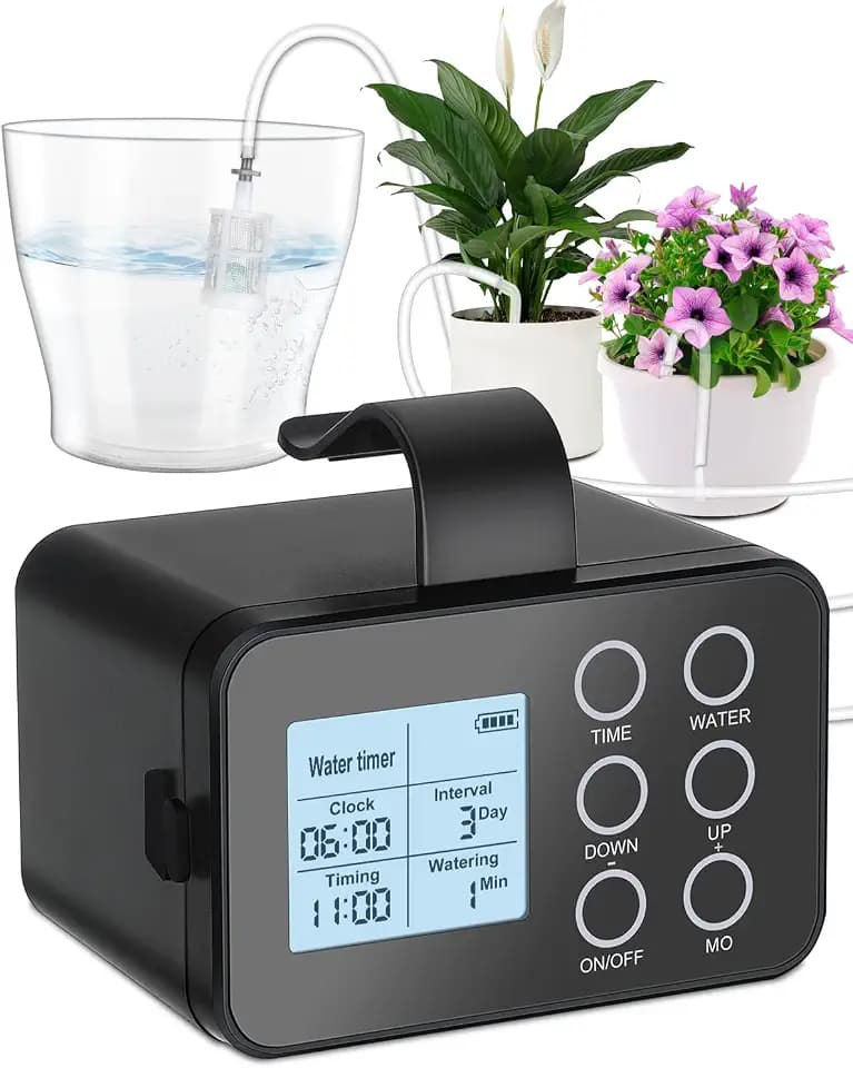 Automatic Plant Waterer Indoor with Timer, Easy Programming, Large Display