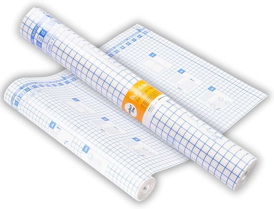 perfect line - Buchschutzfolie - 1 Rolle (5m x 30 cm) - selbstklebend - glasklar & zuschneidbar, ideal für Bücher, Hefte - robust & reißfest, Made in EU, für Schule & Zuhause