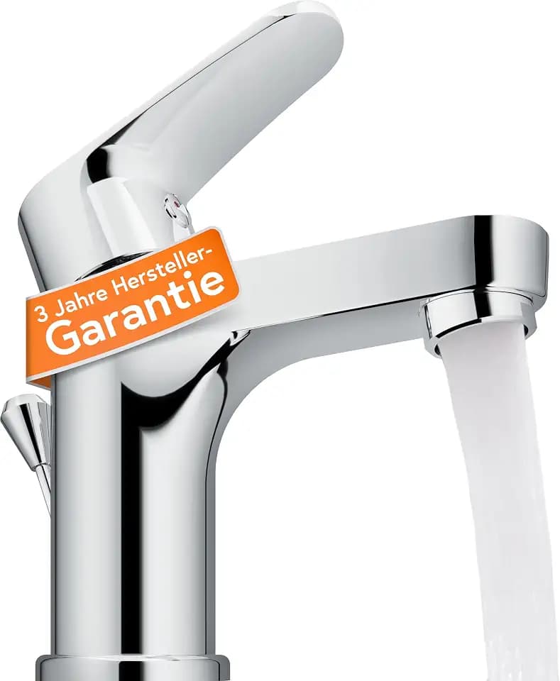 EISL Waschtischarmatur CLAUDIO, Wasserhahn Bad, Badarmatur, Einhebelmischer mit Ablaufgarnitur Chrom NI075CALCR