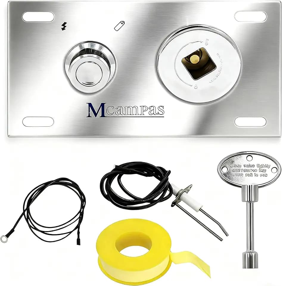 Fire Pit Ignition Kit with Push Button Spark Ignition,1/2" Shut-Off Valve & 3” Key, Compatible with Propane & Natural Gas, Outdoor Burner Replacement Accessories