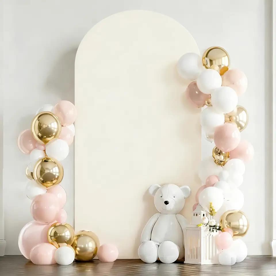 6ft Beige Wedding Arch Covers No-Wrinkle Spandex Arch Backdrop Stand Cover