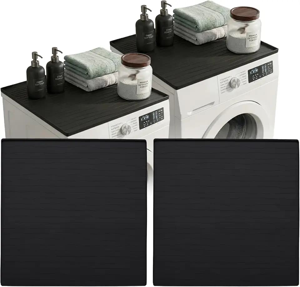 2PC Washer And Dryer Topper Protector Mat 25"x25" Washing Machine Top Cover