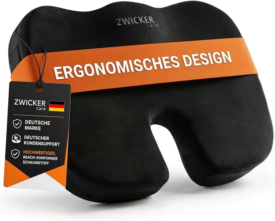 ZWICKER Premium Sitzkissen Orthopädisch, hoher Sitzkomfort, Büro-Auto-Reise
