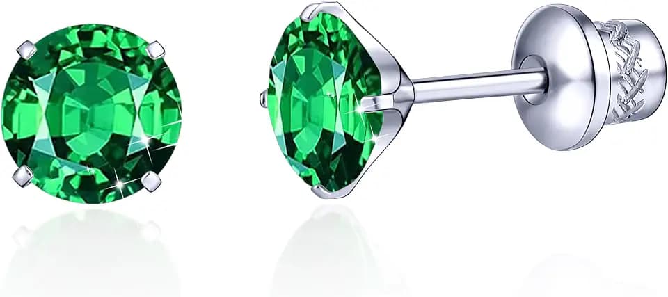 Hypoallergenic Titanium CZ Screw Back Studs Earrings for Women Men