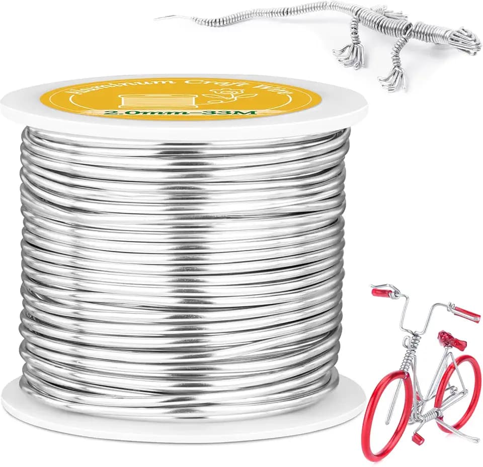 VynyQoo 2mm Basteldraht, 33M Biegbar Flexibel Silber Aluminiumdraht, Schmuckdraht, Silberdraht zum Basteln Für DIY-Skulpturen, Modellieren, Schmuckherstellung, Blumenbasteln Und Drahtweben