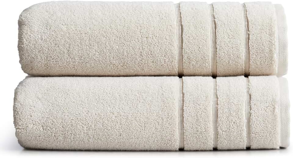 Springtree Home Luxury Turkish Cotton Bath Towels Set | 2-Pack | Beige