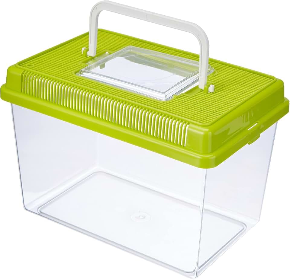 Ferplast Acquario in plastica per pesci GEO MEDIUM Vasca 2,5 L Contenitore per piccoli animali acquario terrario insetti tartarughe, Robusta plastica, Fessure di ventilazione, Maniglia per facile trasporto, 23,2 x 15,3 x h 16,6 cm Verde