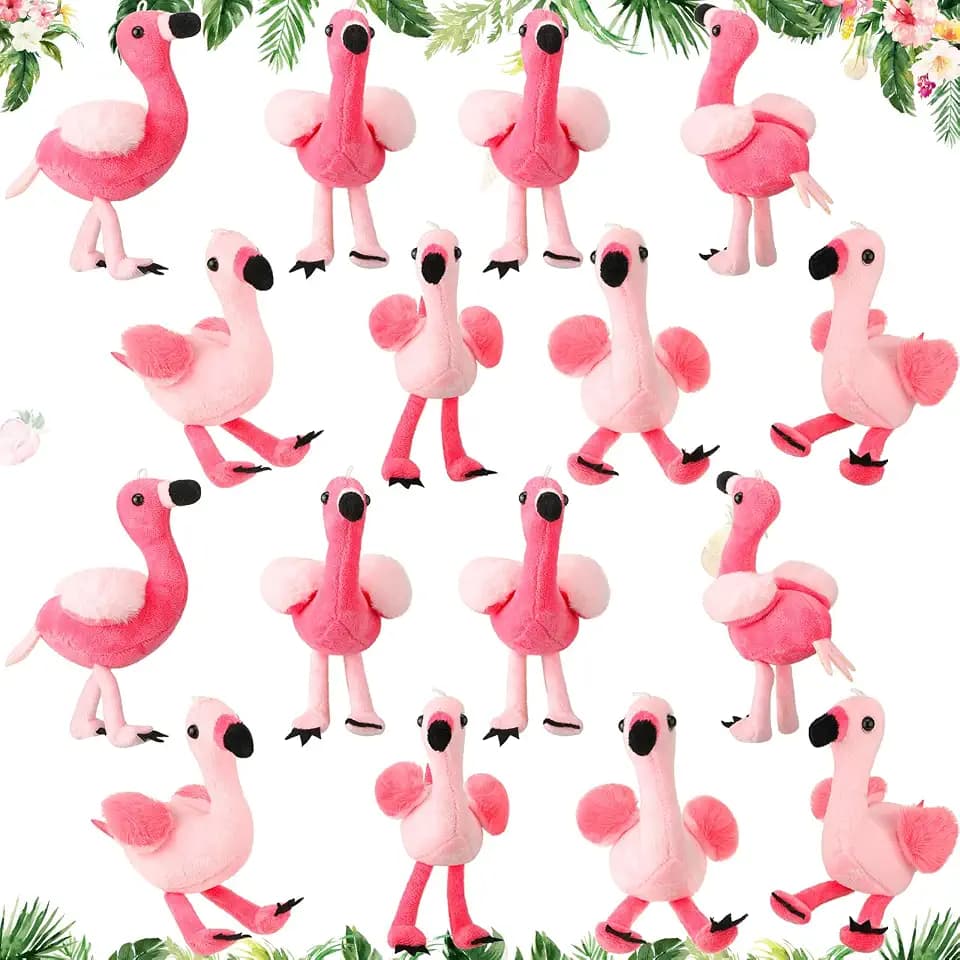 Skylety 16 Pack Mini Plush Flamingo Keychains, 6 Inch Flamingo Party Favors