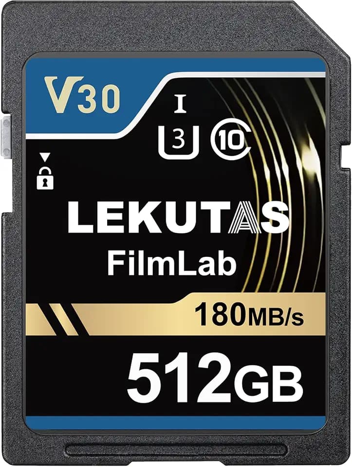 512GB Class 10 UHS-I V30 Memory Card, Up to 180MB/s Read Speed