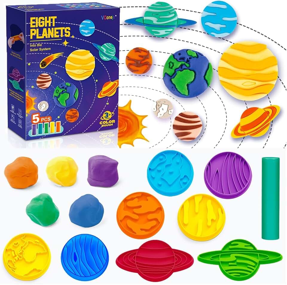 14-Piece Planet Dough Set for Kids Ages 4-8