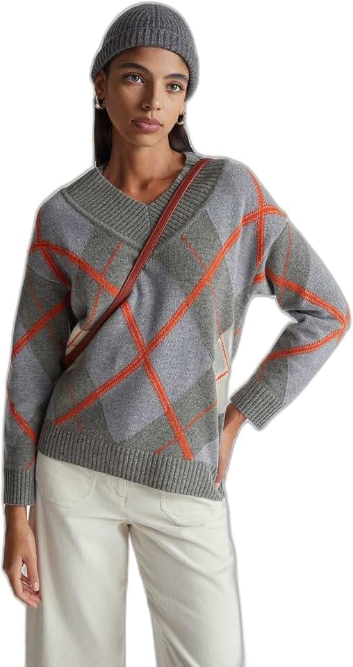 United Colors of Benetton Damen Maglia Scollo V M/L 1444e204e Pullover (1er Pack)