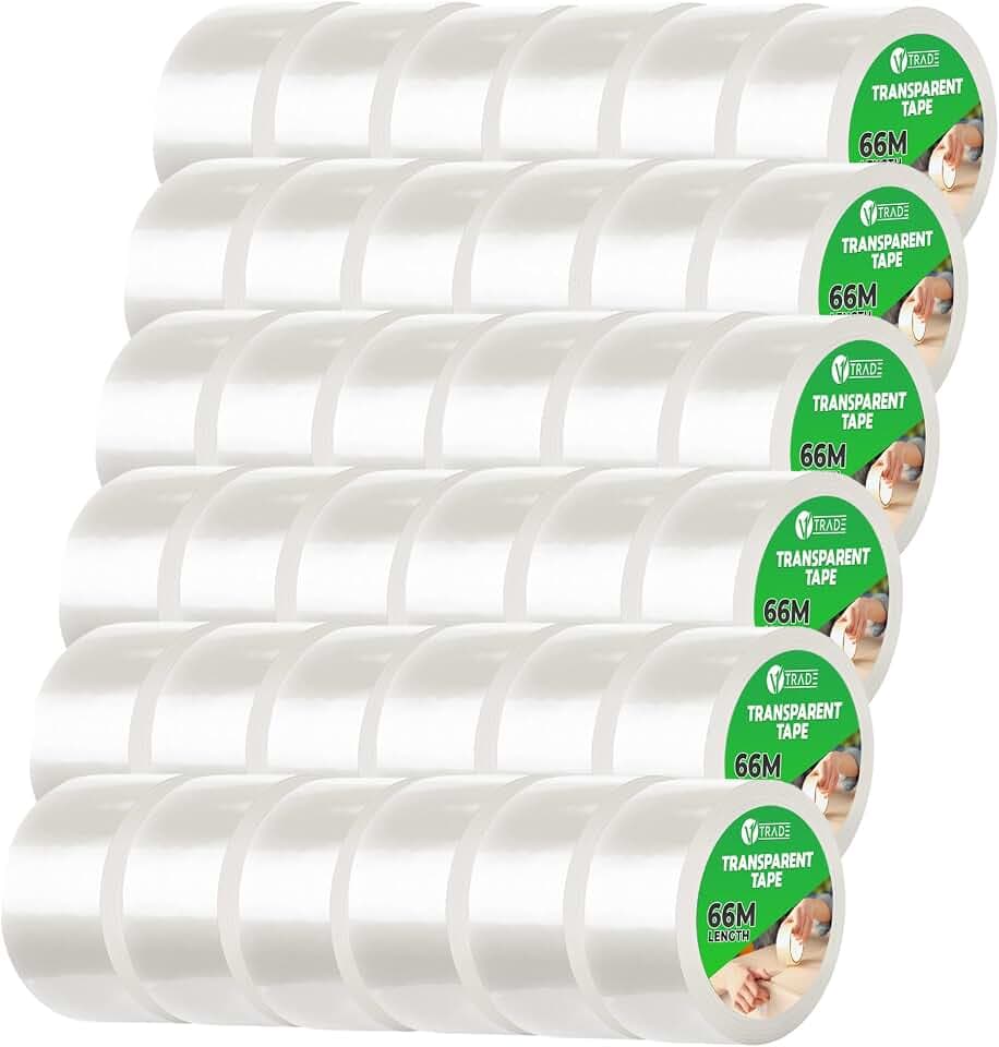 V1 TRADE Paketklebeband 66m x 50mm – Paketband Geräuscharm - Klebeband Transparent für Kartons & Versand – 36 Rollen Packband für Umzug
