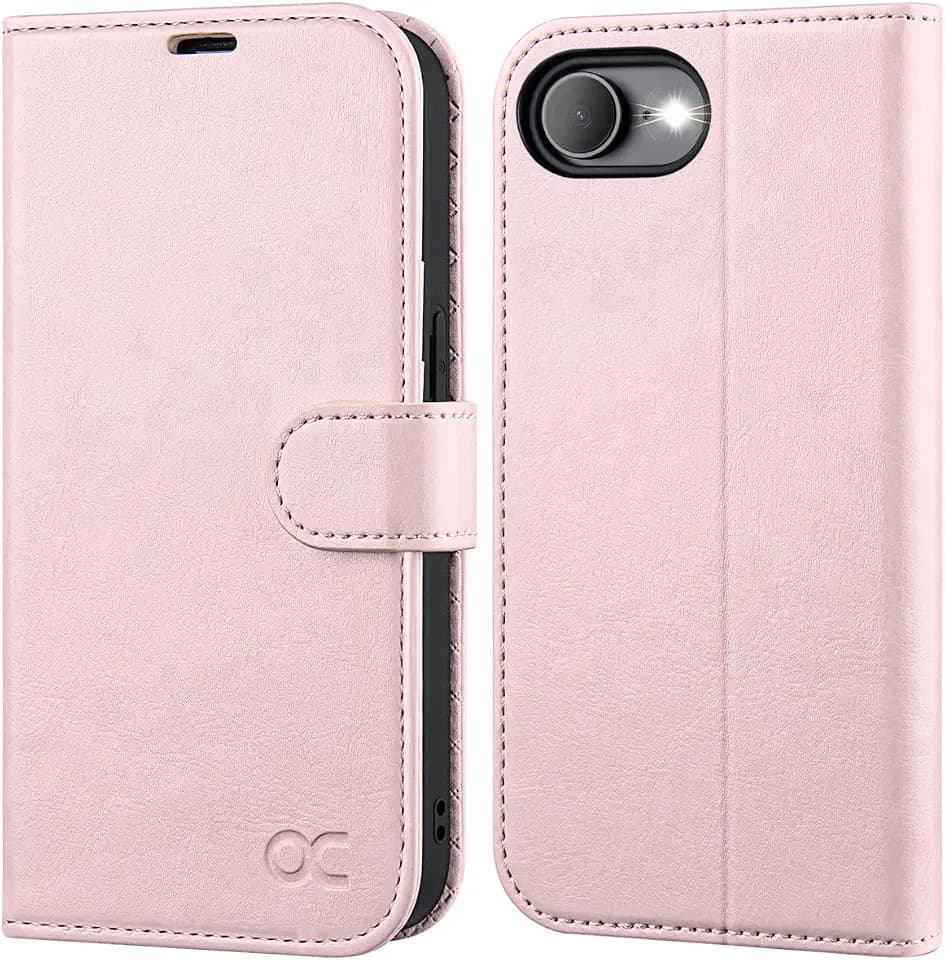 OCASE for iPhone 17e/iPhone 16e Wallet Case, Card Holder, Pink
