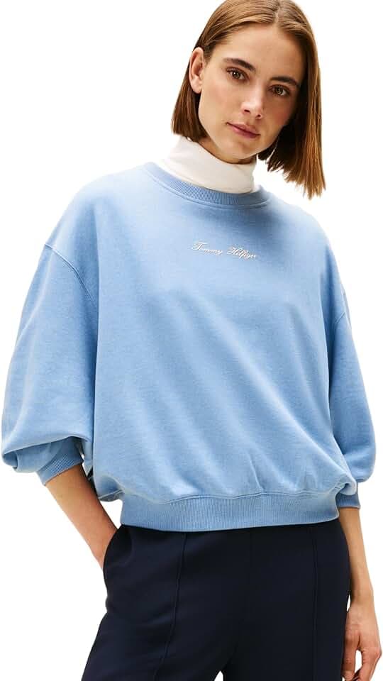 Tommy Hilfiger Damen Classic Script Terry Sweatshirt Ww0ww48269 Pullover-Sweatshirt (1er Pack)