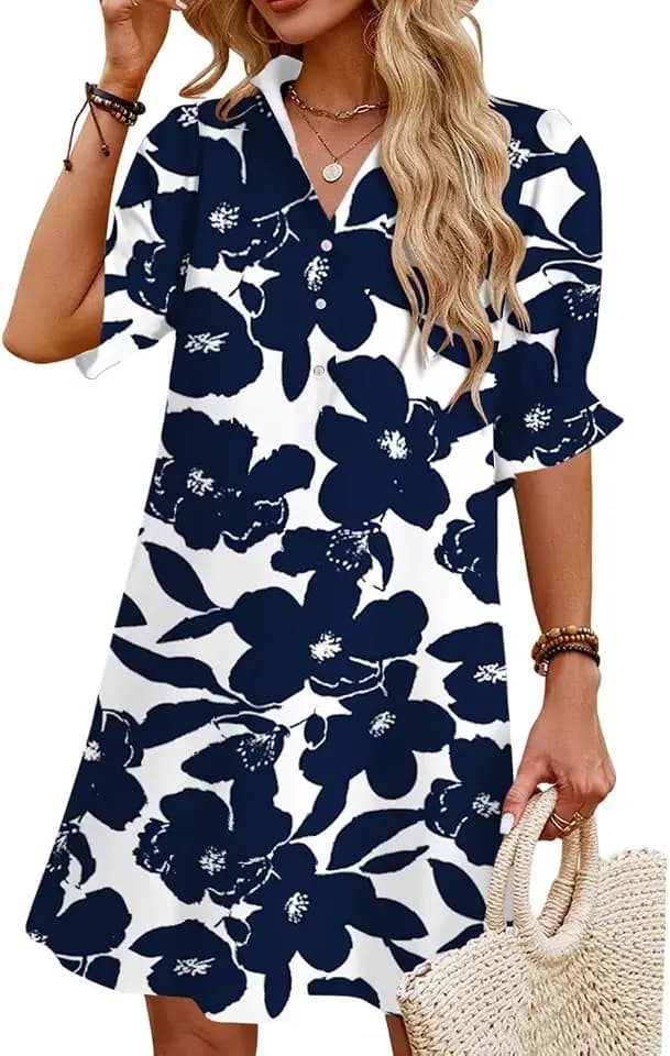 Womens Summer Shirt Mini Beach Dresses