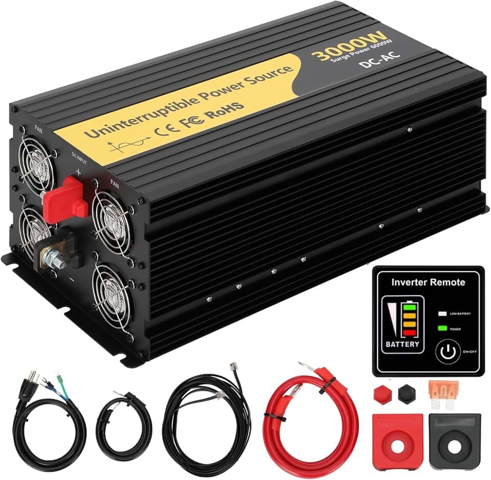 New Upgrade 3000W Pure Sine Wave Inverter Charger, Auto Transfer Switch