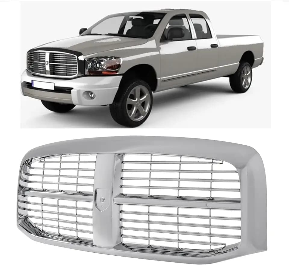 Front Grille Assembly Compatible With Dodge Ram 1500, 2500, 3500 Grill 2006-2009 With Chrome Frame Shell and Insert