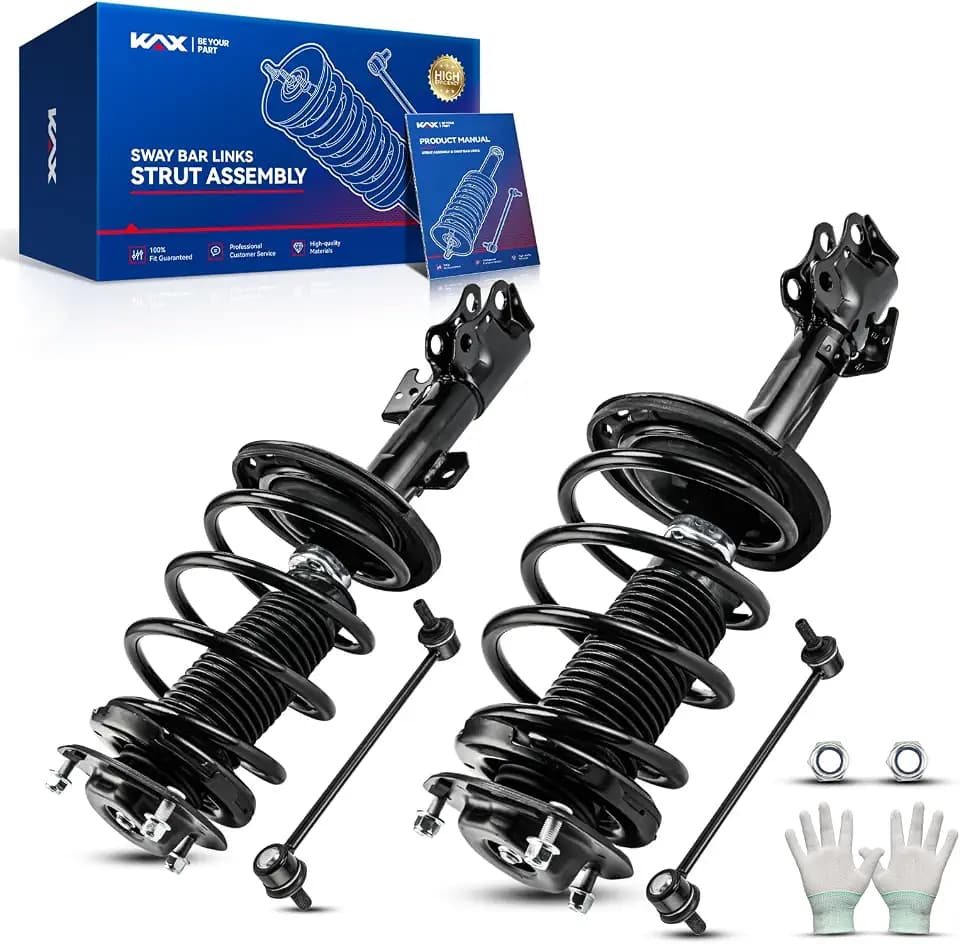KAX 4PC Front Struts for 2004-2006 Camry 2004-2006 ES330(without Adaptive Variable Suspension) 2004-2006 Solara(To 6/06), Complete Struts w/Coil Springs and 2 Sway Bars, Replace# 172205/172206