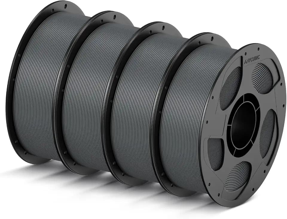 ANYCUBIC High Speed PLA Filament 1.75mm, Refill Filament und Spool Kit, Bis zu 600 mm/s 3D Drucker Filament, Intelligente Identifikation, HS PLA 4KG Grau