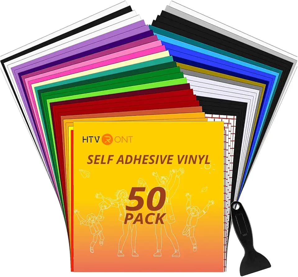HTVRONT Permanent Vinyl, 50 PCS, 12"x12", Assorted Colors