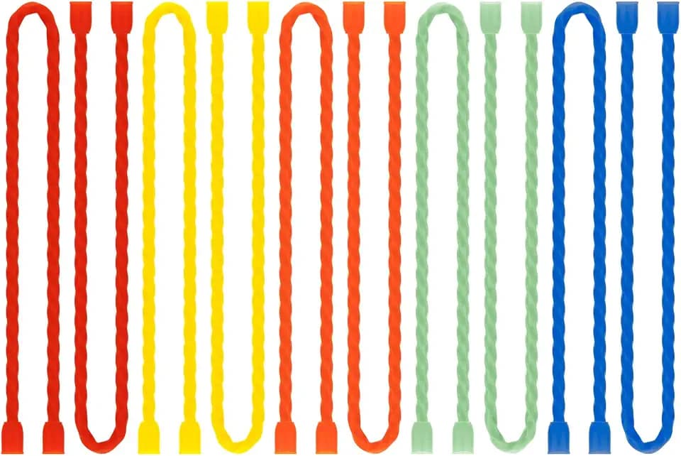10 PCS 12-Inch Silicone Cable Ties - Reusable Twist Ties Bendable Steel-Core Rubber Cable Ties for Bundling and Holding, All Purpose Cord Tie for Indoor and Outdoor (5 Colors)