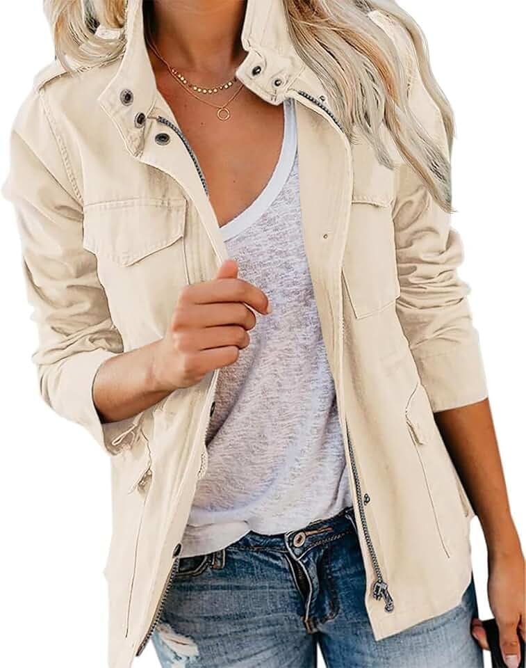 Imily Bela Damen Jacke Sommer Leichte Mantel Parka