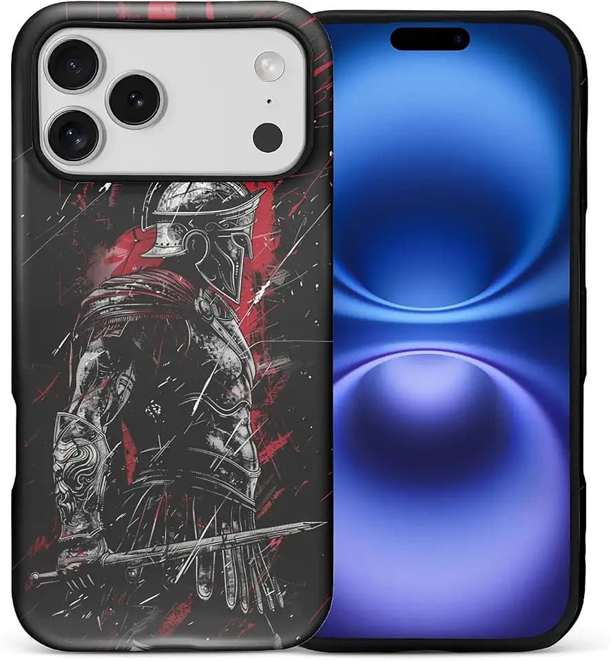 Compatible with iPhone 18 Pro Max 17 Pro Max Case, Warrior Gladiator Pattern Print Matte Phone Case Durable Fashion Funny Liquid Silicone Case Soft Anti-Scratch Shockproof Protective Cover