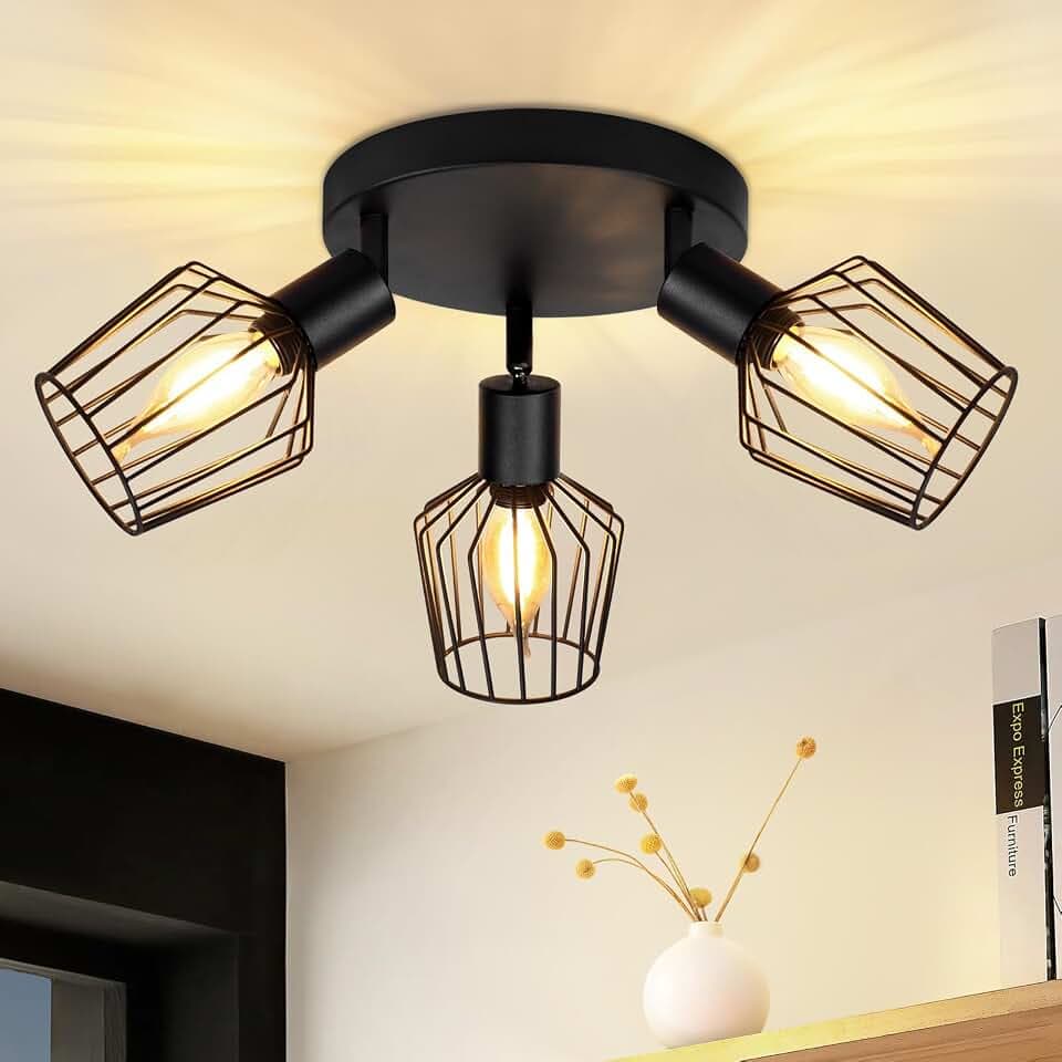 Deckenstrahler Schwarz Deckenlampe 3 Flammig Deckenleuchte Rund
