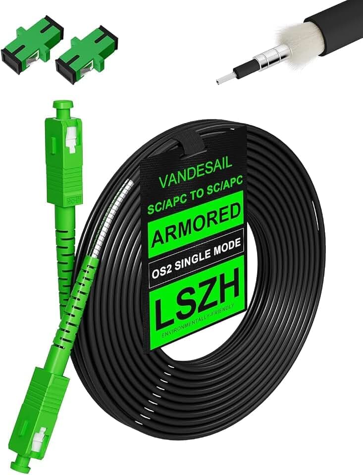 45M/147ft SC/APC Fiber Optic Internet Cable OS2 Outdoor Armored