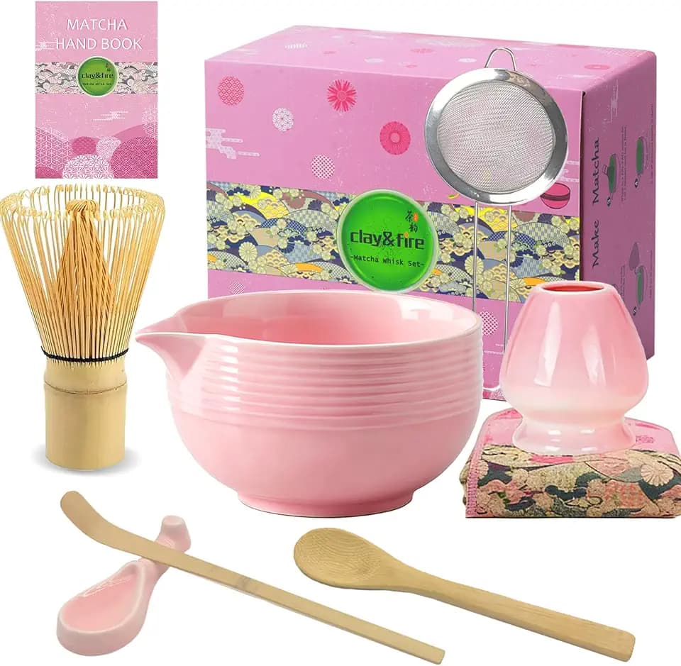 Matcha Besen Whisk - Matchabesen,100-zinkiger handgefertigter (Hellrosa)