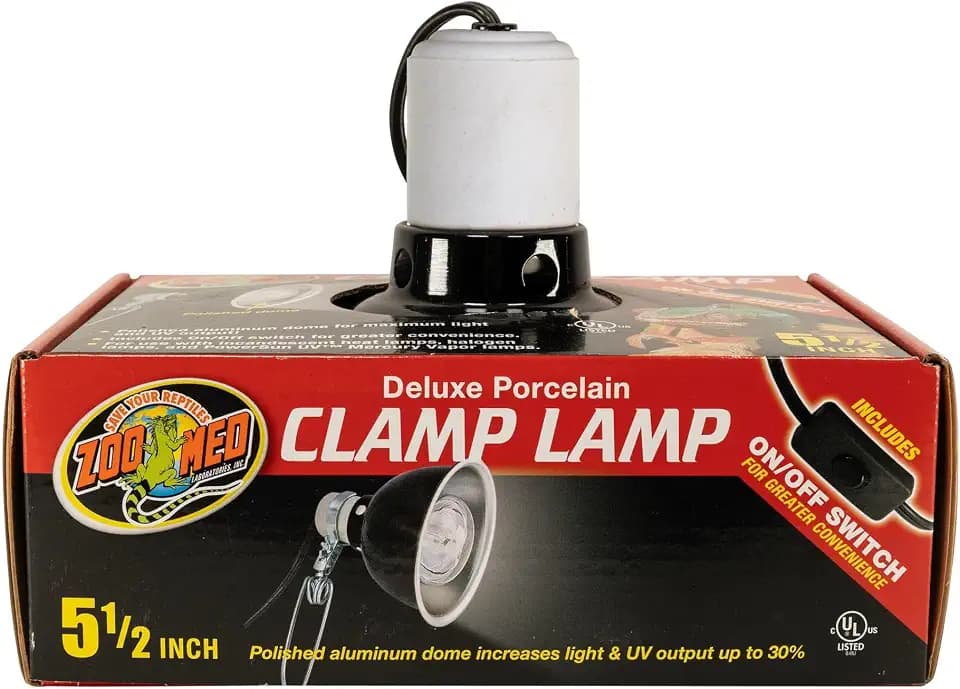 Zoo Med Deluxe Porcelain Clamp Lamp with 5.5-Inch Dome, Black
