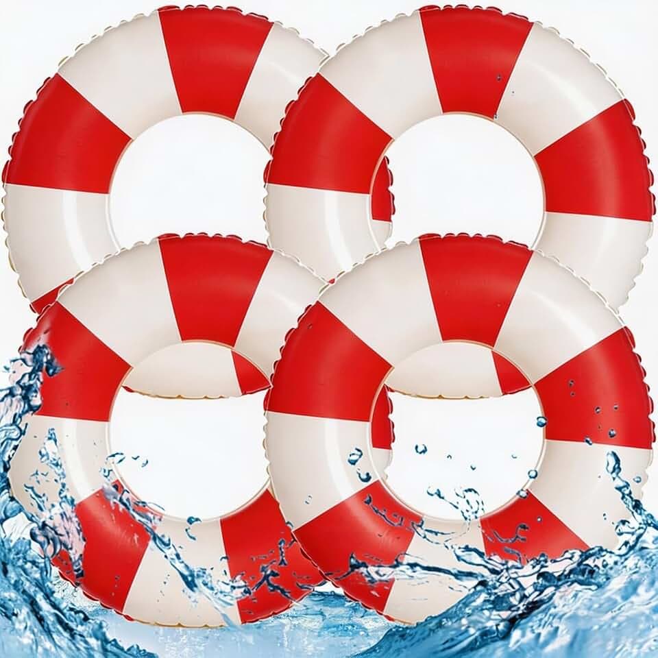 4PCS Floats for Adults Rings Striped Pool Float Large Swim Ring for Adults,30 Inch Classic Striped Teens Adult Inner Tubes Summer Beach Bachelorette Party