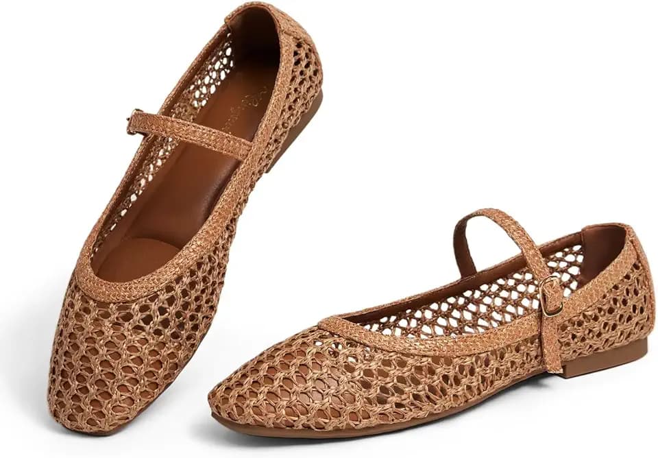Woven Mary Jane Flats Womens Ballet Flats