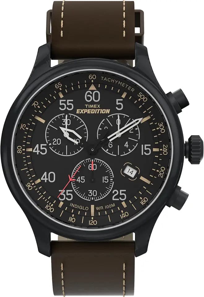 Timex Expedition Field Chronograph 43mm Men’s Analog Watch | INDIGLO Backlight | Durable Comfortable Adjustable Strap | Rugged Outdoor Watch | 100M Water Resistance